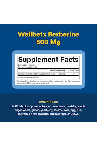 Natural Factors Wellbetx Berberine 500 Mg 120 Vegetarian Capsules Usa Menşeii Orijinal Dmmedicineden