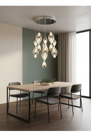 Nuvola Model 6'lı Gümüş 3 Renk Modu Modern Ledli Salon Mutfak Oturma Yatak Odası Led Avize Gümüş