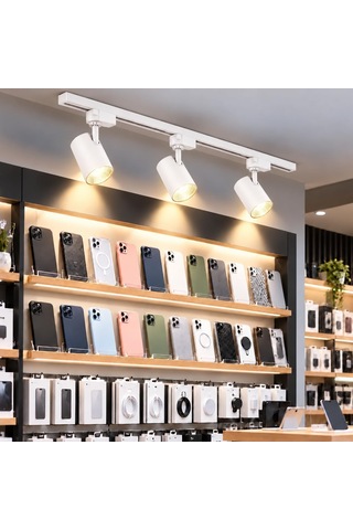 30w Led Ray Spot Seti 3'lü Beyaz Kasa 3000k Sarı Işık 2700 Lümen 1 Metre Ray Dahil Ayarlanabilir Başlıklı Cob Led Mağaza Vitrin Ofis Ve Ev Aydınlatma Seti Diğer