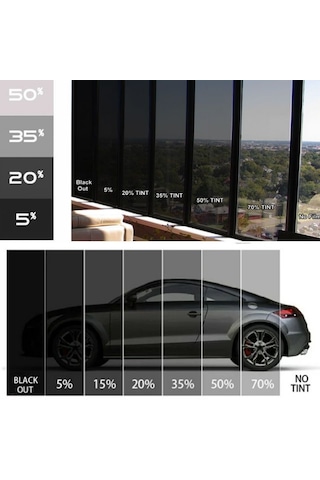 Guard Çizilmez Cam Filmi 50 Cm X 6 Metre Light Black Açık Siyah %35 Koyuluk