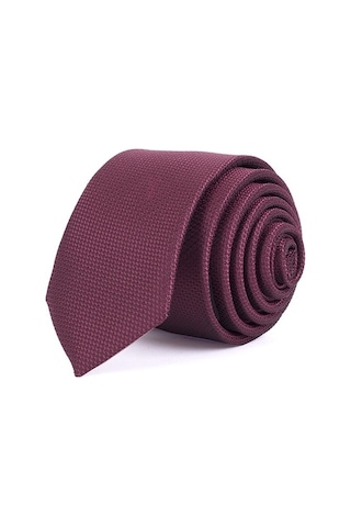 Tudors İnce Kendinden Desenli Erkek Kravat - Bordo