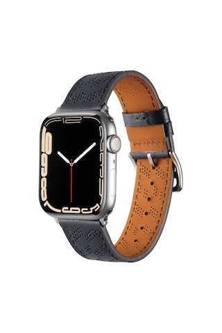 Watch Ultra 49mm Uyumlu Krd-76 Pu Deri Kordon Strap Kayış Clo- Lacivert
