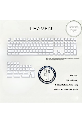 Mekanik Klavye Keycap -136 Tuşlu Kristal Yarı Saydam Beyaz Tuş Takımı