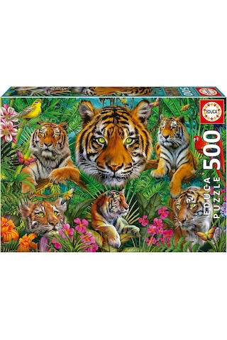 Educa Puzzle - 500 Parça Kaplan Ormanı Puzzle - 19902 - Tiger Jungle