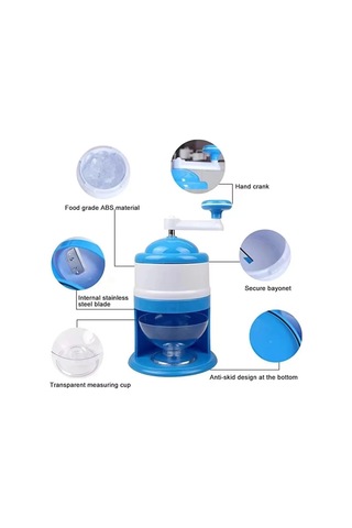 Jialan Taşınabilir El Krank Kar Koni Makinesi Manuel Traşlı Buz Mavi