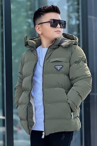 Pina Kids Erkek Çocuk Çıkarılabilir Kapüşonlu Su Geçirmez Nova Kışlık Mont Km4012 Haki