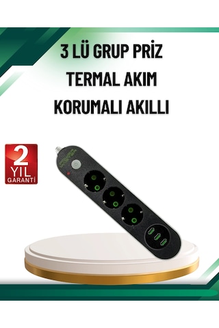 Mey İthalat Akım Korumalı Anahtarlı Usb Girişli Üçlü Priz