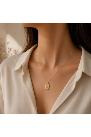 Simurg Jewellery 14 Ayar Altın Harfli Plaka Kolye