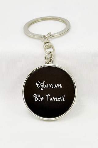 Kişiye Özel Anneler Günü Yuvarlak Metal Anahtarlık / Oğlunun Bir