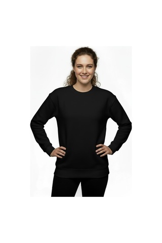 Lyvean Bisiklet Yaka 3 İplik Penye Sweatshirt Siyah
