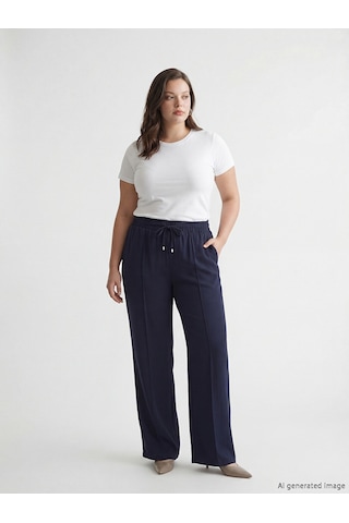 Lcw Vision Lacivert Beli Lastikli Geniş Paça Kadın Pantolon
