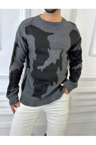 Kazak Çift Kat Örme Natural Pamuk Kazak Yırtık Detaylı Lazer Kesim Salaş Triko Kazak Siyah