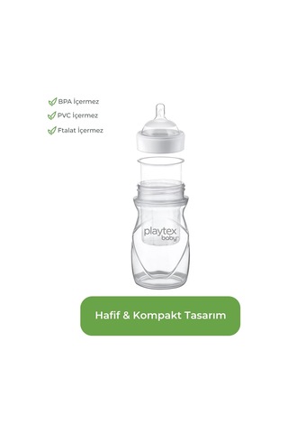 Playtex Bebek Biberon & Liners Seti - 100% Anti-kolik, 236ml, 1 Adet Biberon & 5 Adet Sterilize Tek Kullanımlık Liners, 3+ Ay,