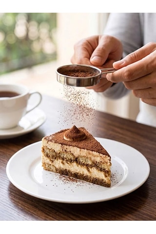 Mucit Home Kakao Pudra Şeker Eleme Süzgeç Seti Tramisu Süsleme Kakao Süzgeçi İnce Delikli Gri