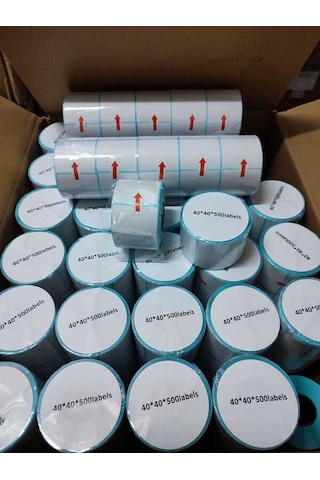 Barkod Etiket Sticker 40x40 Mm Lamine Termal Etiket 1 Rulo 500 Tam Adet 1