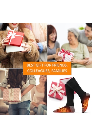 Gajeena Siyah Elektrikli Isıtıcı Çoraplar, Karbon Fiber Isıtma, Sabit 50 C, Dış Etkinlikler İçin, Power Bank İle Kullanıma Uygun, Erkek/kadın Siyah
