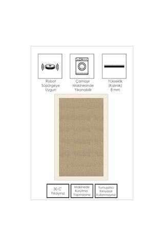 West Home Dijital Baskı Yıkanabilir Kaymaz Taban Salon Halısı Mutfak Halısı Koridor Halısı Wh 455 Beige