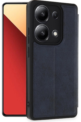 Xiaomi Redmi Note 13 4g Kılıf Flip Cover - Lacivert Düz Renkli