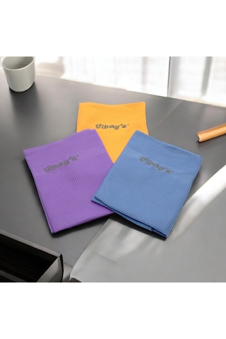 İlbays 3'lü Mikrofiber Temizlik Bezi Mavi-sarı-mor Gri - Sarı