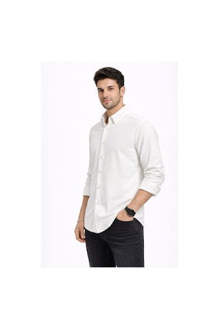 Classics Men Plus Barkod Uzun Kol Slim Fit Erkek Gömlek - 7578 Beyaz