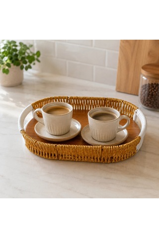 Oval Rattan Küçük Boy Sunum Ve Düzenleme Tepsisi 27 Cm