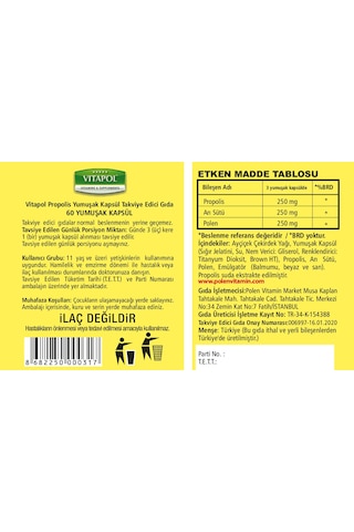 Vitapol Propolis Royal Jelly Polen 750 mg 60 Softgel