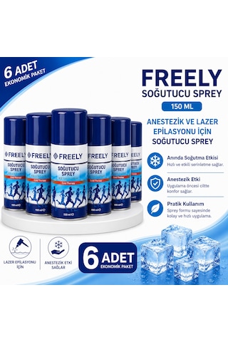 Freely Soğutucu Sprey 150 Ml, Anestezik Ve Lazer Epilasyonu İçin Soğutucu Sprey 6 Adet