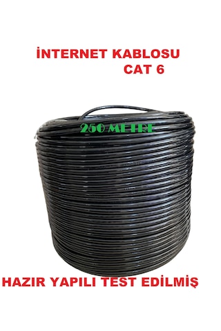 200 Metre Cat 6 Dış Ortam Internet Modem Kablosu Pc Uçları Takılı Test Edilmiş 0,57 Mm