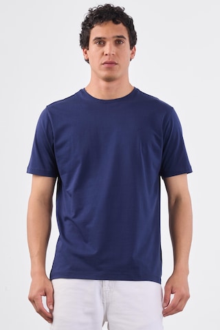 Dufy Lacivert Bisiklet Yaka Pamuklu Düz Renk Slim Fit Erkek T-shirt Lacivert