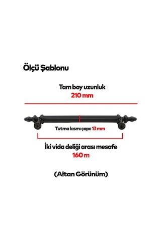 20 Adet Polavit 160 Mm Siyah Mobilya Mutfak Çekmece Dolap Dolabı Kulpu Kulbu Kulpları Sert Plastik Siyah