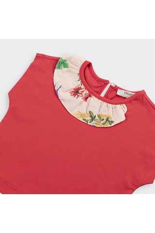 Panço Kız Çocuk Yakası Fırfır Detaylı T-shirt 2411gb05038-4400 001