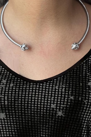 Caş Dekorasyon Silver Renkli Metal Choker Kolye Gümüş