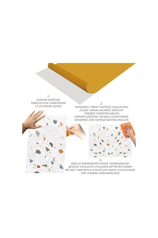 Tink Kendinden Yapışkanlı Terazzo Desenli Pvc Panel 41x62 Cm