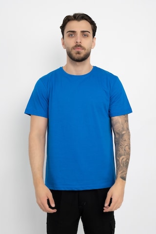 Dasüniforma Bisiklet Yaka Günlük Pamuklu Yumuşak Dokulu Comfort Fit Basic T-shirt Mavi