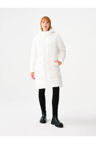 Loose Fit Kadın Mont Beyaz