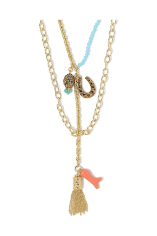 Long Pendant Charm Kolye, Uzun Ve Zarif Tasarım Altın