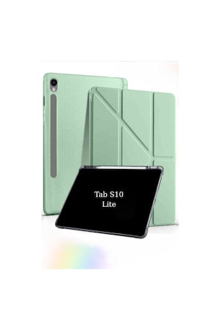 Fuchsia Galaxy Tab S10 Lite10.9 İnç İle Uyumlu Kalem Bölmeli Katlanabilir Standlı Tri Folding Tablet Kılıfı Kapaklı Kılıf