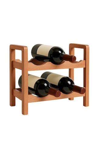2 Katlı Ahşap Şaraplık Şık Modern Tasarım Şişe Rafı Yıllandırma