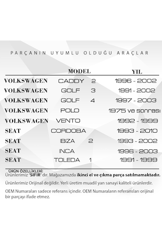 Vw Polo Golf Caddy. Seat İbiza Cordoba için Kapı Kilit Butonu