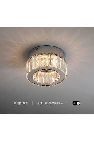 Symbee Led Kristal Tavan Lambası, Yuvarlak Koridor/enfilod/ Balkon Işığı, Modern Minimalist, 20x20cm 15w, 3 Renkli 3000-6500k Değişim Işık Kaynağı Sarı