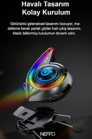 Y21 Bluetooth Motosiklet Kask Kulaklığı Renkli Led Işıklı, İnterkom Destekli, Yüksek Ses Kalites