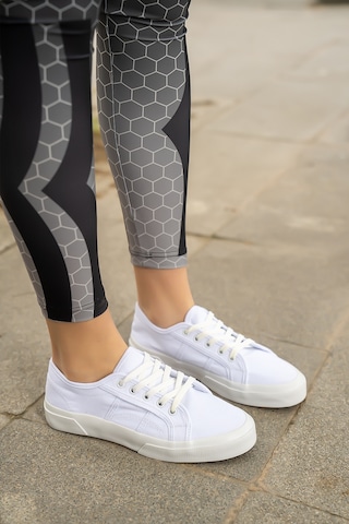 Kadın Keten Günlük Sneaker Beyaz