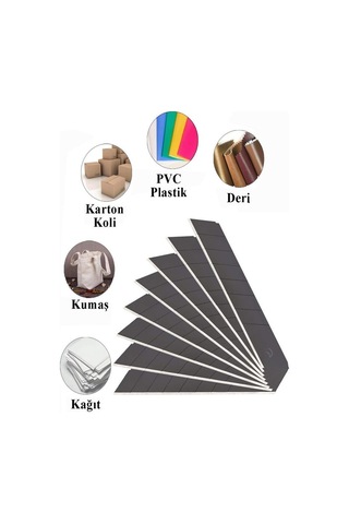 Maket Bıçağı Yedeği Geniş 5 Tüp 10 Lu 18 Mm Sdı Falçata Bıçağı Yedek Ağızları Koli Karton Kesici Hobi