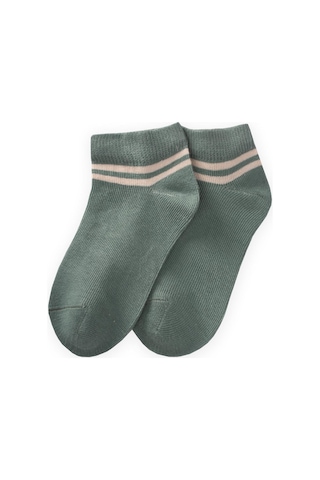 Cigit Ham Çizgili Çocuk Patik Çorabı 5-12 Yaş Çağla Yeşili Yesil