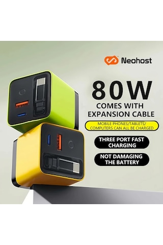 Fochsia 60w 3 Port Hızlı Şarj Cihazı Gan Teknolojili Kompakt Pd Qc 30 İpdone Uyumlu Samsung İpad Uyumlu