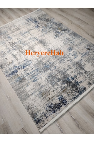 Lagos Lgs 09 Cream Blue Hav Toz Vermez Modern Makine Halısı