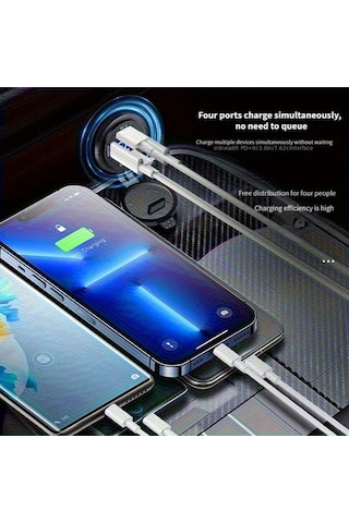 Cordial 120w Temel Siyah Süper Hızlı Şarj 2usb 2pd Dijital Voltaj Ekranlı Araç Şarj Cihazı 12 24v Araba Motosiklet Gemi
