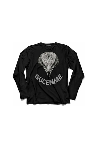 Uzun Kollu Tişört Eagle Kara Kartal Gücenme Yazı Baskılı Long Sleeve Çocuk T-shirt 001
