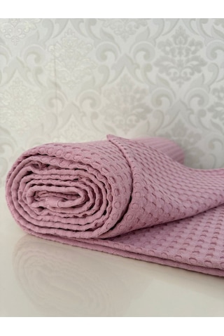 Premium %100 Pamuk Tek Kişilik Yazlık Pike, Yatak Örtüsü, Terletmez Kumaş Pudra Renk 160x240cm Pudra