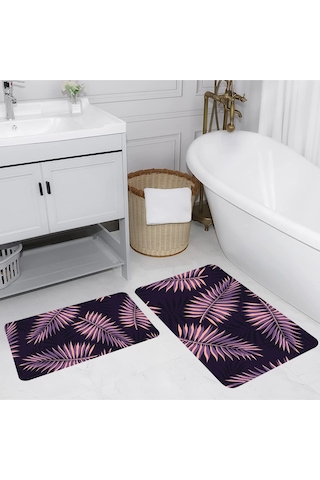 Rovigo Home Baskılı Kaymaz Taban 2 Li Banyo Paspas Takım Rvg5220-100X60-60X50 Çok Renkli
